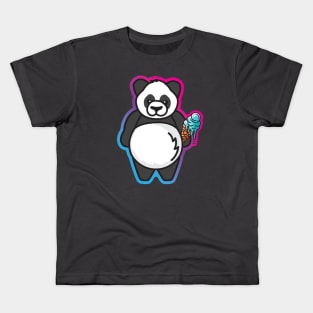 Panda Bear with an Ice Cream Kids T-Shirt